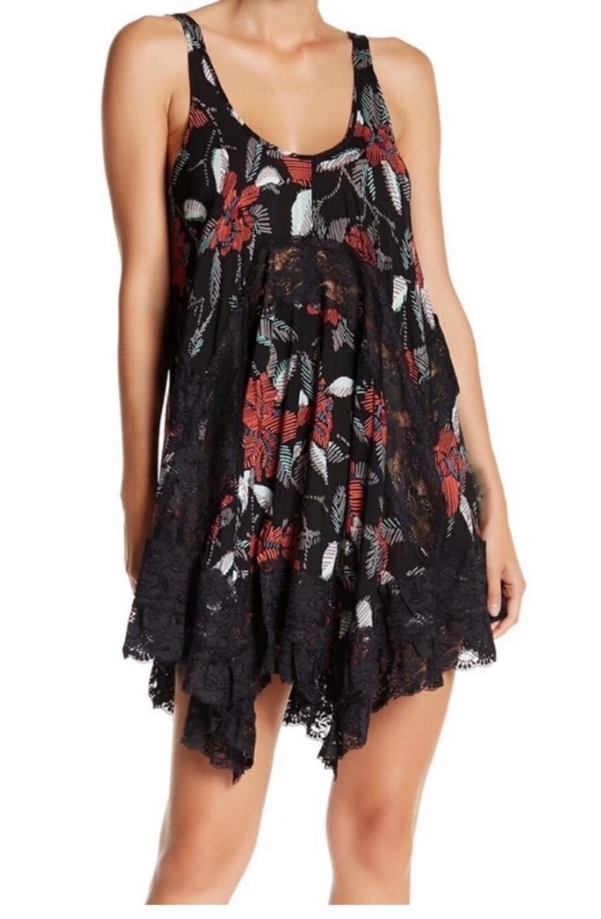 Free People Intimately Free Black Lace She Swings Slip Dress Size Medium